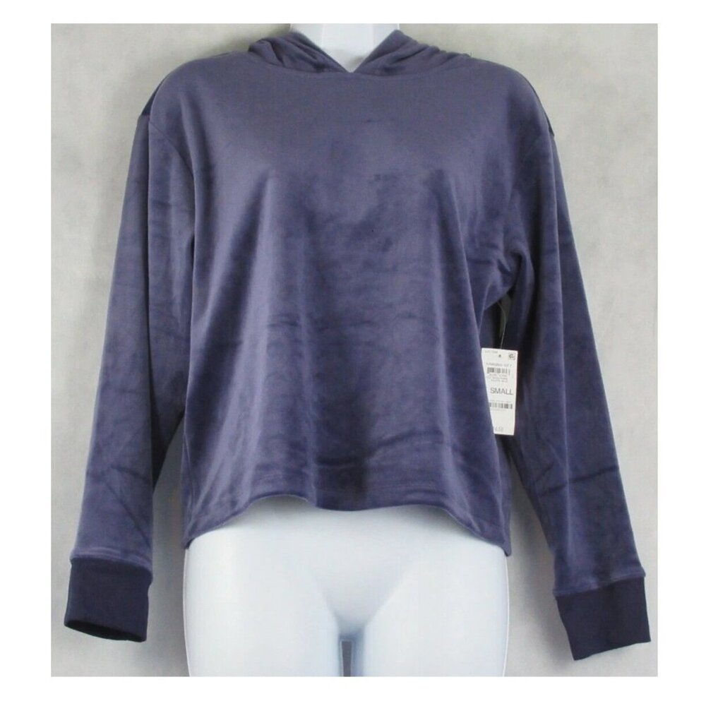 Alfani Women's Hooded Velour Pajama Top, Eclipse Purple, XS